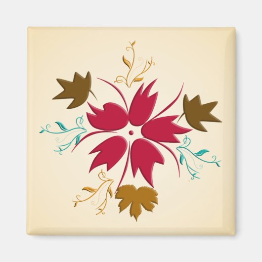 赤いクリスマスフラワーマグネット マグネット (正面)