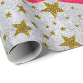 赤いクリスマスフラワー金ゴールドが抽象芸術銀に輝く ラッピングペーパー (ロールコーナー)