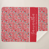 赤いクリスマスフローラポインセチアパーソナライズされた名 シェルパブランケット (正面(横))