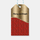 赤いクリスマスフローラ(金ゴールドリボンと名前) ギフトタグ (正面)