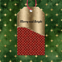 赤いクリスマスフローラ(金ゴールドリボンと名前) ギフトタグ