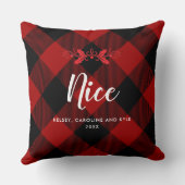 赤いクリスマスプライいけなドまたはニースパーソナライズされた クッション (裏面)