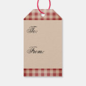 赤いクリスマスプレイド「メリークリスマス」タイポグラフィ ギフトタグ (裏面)