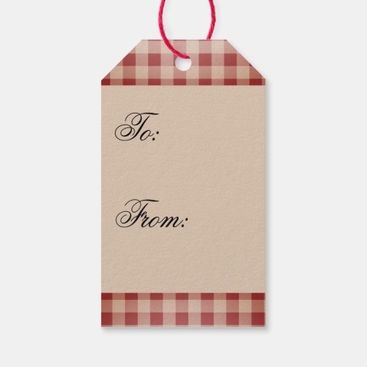 赤いクリスマスプレイド「メリークリスマス」タイポグラフィ ギフトタグ (裏面)