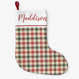 赤いクリスマスプレッドパターパーソナライズされたン名 スモールクリスマスストッキング