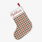 赤いクリスマスプレッドパターパーソナライズされたン名 スモールクリスマスストッキング (裏面 (吊り時))