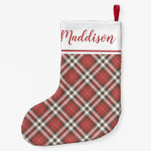 赤いクリスマスプレッドパターパーソナライズされたン名 スモールクリスマスストッキング (裏面)