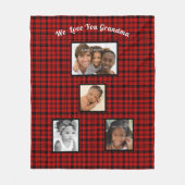 赤いクリスマスプレッドファミリー写真おばあちゃんを愛する フリースブランケット (正面)