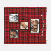 赤いクリスマスプレッドファミリー写真おばあちゃんを愛する フリースブランケット (正面(横))