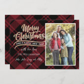 赤いクリスマスプレッドフォトカード 招待状 (正面/裏面)