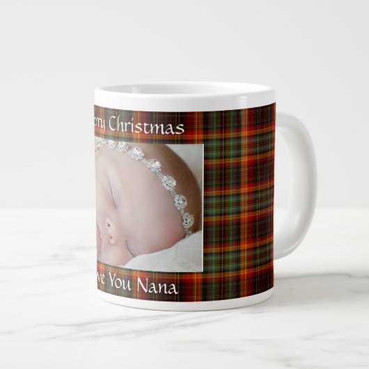 赤いクリスマスプレッドフォトマグカップ ジャンボコーヒーマグカップ (正面右)