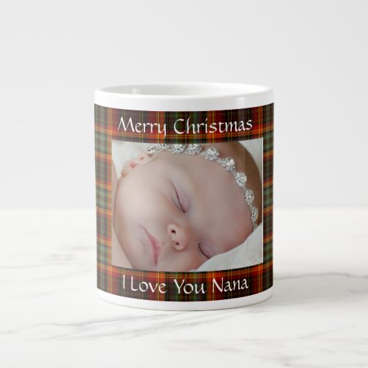 赤いクリスマスプレッドフォトマグカップ ジャンボコーヒーマグカップ (正面)