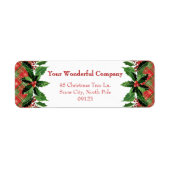 赤いクリスマスプレドとホリー | 戻る ラベル (正面)