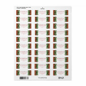 赤いクリスマスプレドとホリー | 戻る ラベル (フルシート)