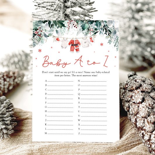 赤いクリスマスベビーアイテムAからZ赤ちゃんシャワーゲーム 招待状
