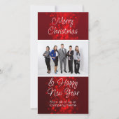 赤いクリスマスホリデービジネスフォトロゴのグリーティング シーズンカード (正面)