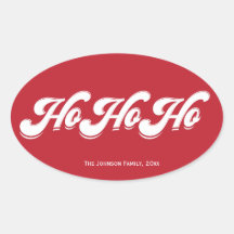 赤いクリスマスホーホーホオーバルシール