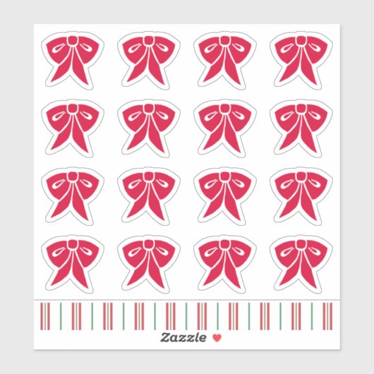 赤いクリスマスボウステッカー シール (シート)