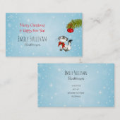 赤いクリスマスボウ姿の奇妙な子猫 名刺 (正面/裏面)