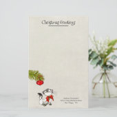 赤いクリスマスボウ姿の奇妙な猫カスタム 便箋 (スタンド正面)