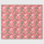 赤いクリスマスボールと赤と白ストライプ ラッピングペーパー (フラット)