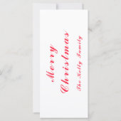 赤いクリスマスボールの装飾の写真と文字 (裏面)