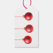 赤いクリスマスボールの装飾の写真と文字 ギフトタグ (正面)