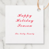 赤いクリスマスボールの装飾の写真と文字 フェイバータグ (裏面)