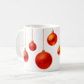 赤いクリスマスボールの装飾写真 コーヒーマグカップ (正面左)