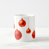赤いクリスマスボールの装飾写真 コーヒーマグカップ (中央)