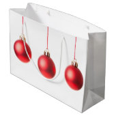 赤いクリスマスボールの装飾写真 ラージペーパーバッグ (裏面アングル)