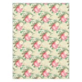 赤いクリスマスボールストライプ金ゴールド白花 テーブルクロス (正面)