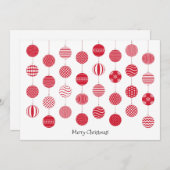 赤いクリスマスボールフラットグリーティングカード シーズンカード (正面/裏面)