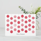 赤いクリスマスボールフラットグリーティングカード シーズンカード (スタンド正面)