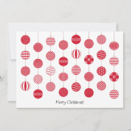 赤いクリスマスボールフラットグリーティングカード シーズンカード