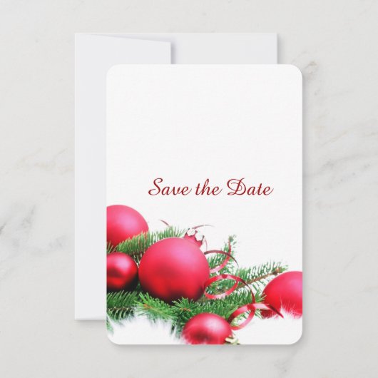 赤いクリスマスボール日付を保存 セーブザデート (裏面)