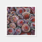 赤いクリスマスボール スタンダードカクテルナプキン (正面)