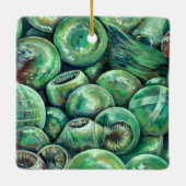 赤いクリスマスボール セラミックオーナメント (裏面)