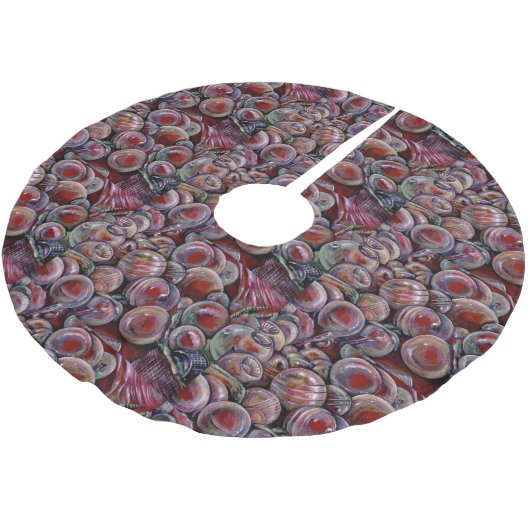 赤いクリスマスボール ブラッシュドポリエステルツリースカート (アングル)