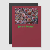 赤いクリスマスボール マグネット招待状 (正面/裏面)