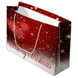 赤いクリスマスボール、メリークリスマス ラージペーパーバッグ