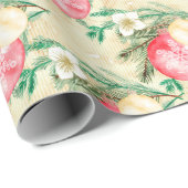 赤いクリスマスボール ラッピングペーパー (ロールコーナー)