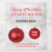 赤いクリスマスボール ワインラベル (シングルラベル)