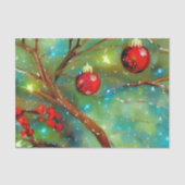 赤いクリスマスボー白熱［赤熱］光を放つブル 薄葉紙 (正面)