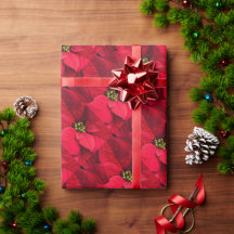 赤いクリスマスポインセチアの花の包装紙