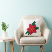 赤いクリスマスポインセチア付き四角い装飾用クッション クッション (椅子)