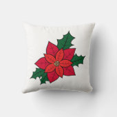赤いクリスマスポインセチア付き四角い装飾用クッション クッション (裏面)