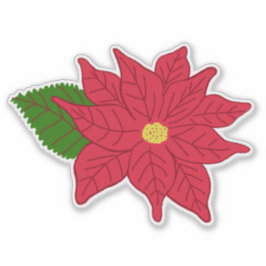 赤いクリスマスポインセチア  シール