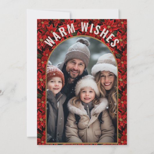 赤いクリスマスポインセティカスタムア写真 シーズンカード (正面)