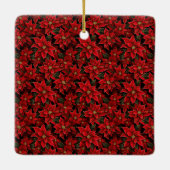 赤いクリスマスポインセティカスタムア写真 セラミックオーナメント (裏面)